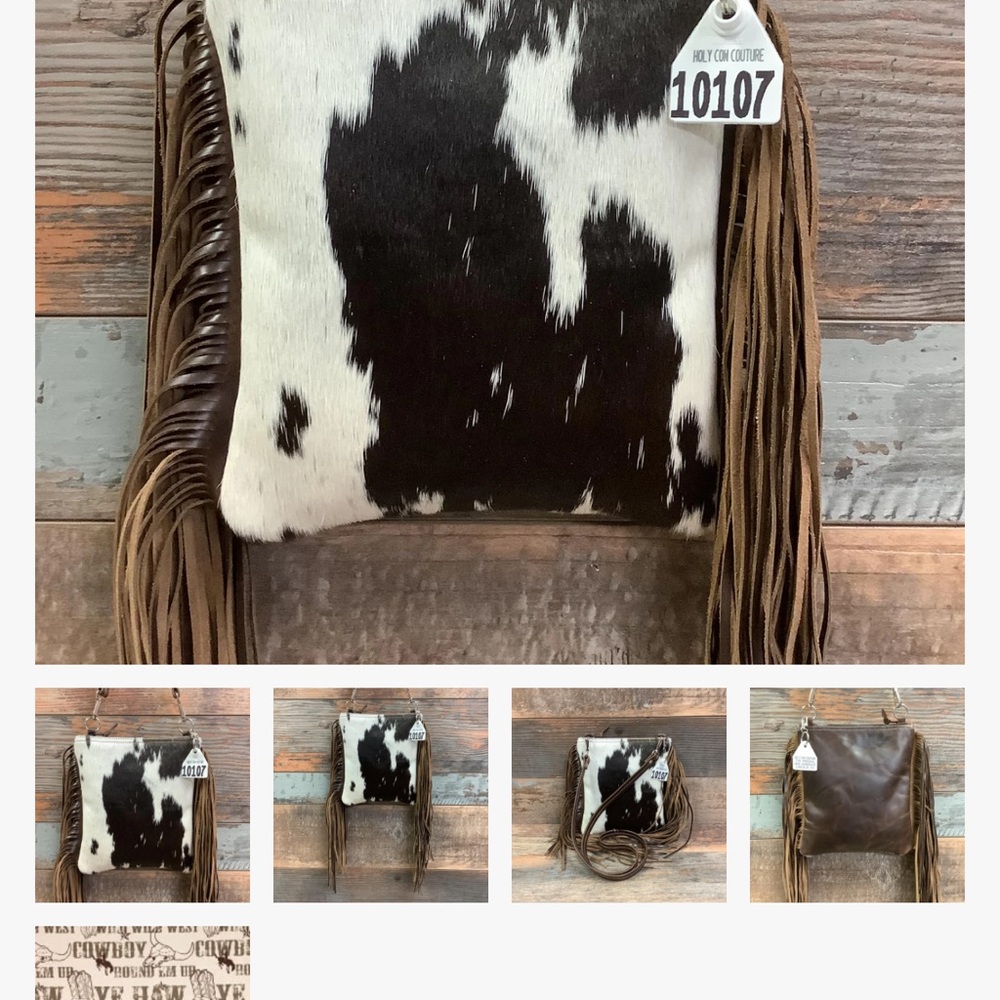 Cowhide Crossbody Bag with Fringe